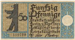 Berlin - Stadt - 9.9.1921 - 50 Pfennig 