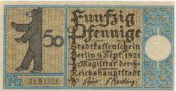 Berlin - Stadt - 9.9.1921 - 50 Pfennig 