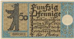 Berlin - Stadt - 9.9.1921 - 50 Pfennig 