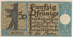 Berlin - Stadt - 9.9.1921 - 50 Pfennig 