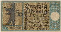 Berlin - Stadt - 9.9.1921 - 50 Pfennig 