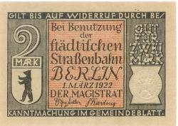 Berlin - Stadt - 1.3.1922 - 2 Mark