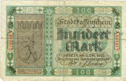 Berlin - Stadt - 11.10.1922 - 100 Mark 