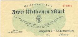 Berlin - Stadt - 25.8.1923 - 2 Millionen Mark 