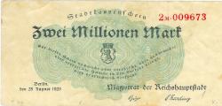 Berlin - Stadt - 25.8.1923 - 2 Millionen Mark