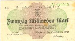 Berlin - Stadt - 24.10.1923 - 20 Milliarden Mark