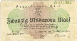 Berlin - Stadt - 24.10.1923 - 20 Milliarden Mark