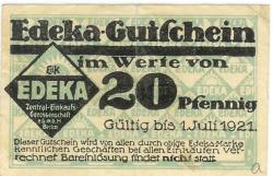Berlin - Einkaufsgenossenschaft der Kolonialwarenhändler eGmbH (Edeka) - 1.7.1921 - 20 Pfennig