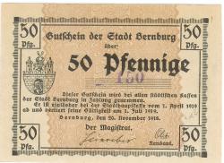 Bernburg - Stadt - 20.11.1918 - 1.7.1919 - 50 Pfennig