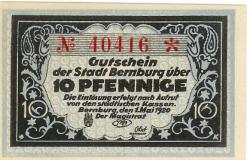 Bernburg - Stadt - 1.5.1920 - 10 Pfennig