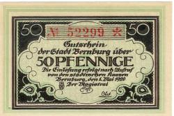Bernburg - Stadt - 1.5.1920 - 50 Pfennig