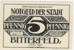 Bitterfeld - Stadt - Juni 1921 - 5 Pfennig