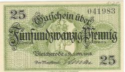 Bleicherode - Stadt - 1.10.1918 - 25 Pfennig 