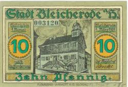 Bleicherode - Stadt - 1.3.1921 - 10 Pfennig 