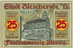 Bleicherode - Stadt - 1.3.1921 - 25 Pfennig 