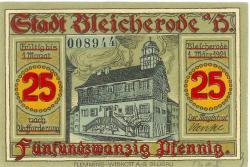 Bleicherode - Stadt - 1.3.1921 - 25 Pfennig