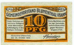 Blumenthal (heute: Bremen) - Gemeinde - 25.10.1920 - 10 Pfennig