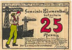 Blumenthal (heute: Bremen) - Gemeinde - 25.7.1921 - 25 Pfennig