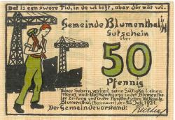 Blumenthal (heute: Bremen) - Gemeinde - 25.7.1921 - 50 Pfennig