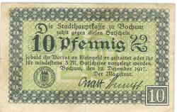 Bochum - Stadt - 12.12.1917 - 31.12.1918 - 10 Pfennig