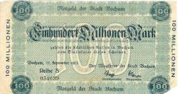 Bochum - Stadt - 17.9.1923 - 100 Millionen Mark