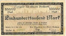 Bochum - Stadt - 9.7.1923 - 100000 Mark
