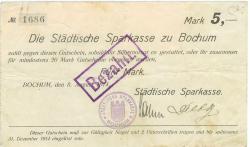 Bochum - Städtische Sparkasse - 8.8.1914 - 5 Mark