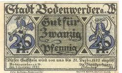 Bodenwerder - Sparkasse der Stadt - 1.1.1921 - 31.12.1922 - 20 Pfennig