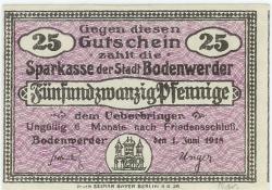 Bodenwerder - Sparkasse der Stadt - 1.6.1918 - 25 Pfennig