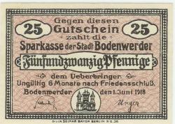 Bodenwerder - Sparkasse der Stadt - 1.6.1918 - 25 Pfennig