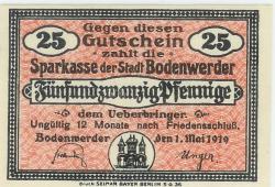 Bodenwerder - Sparkasse der Stadt - 1.5.1919 - 25 Pfennig