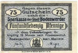 Bodenwerder - Sparkasse der Stadt - 1.5.1919 - 75 Pfennig