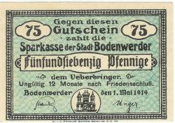 Bodenwerder - Sparkasse der Stadt - 1.5.1919 - 75 Pfennig