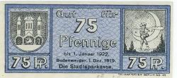 Bodenwerder - Sparkasse der Stadt - 1.12.1919 - 1.1.1922 - 75 Pfennig