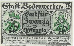 Bodenwerder - Sparkasse der Stadt - 1.11.1920 - 31.12.1922 - 20 Pfennig