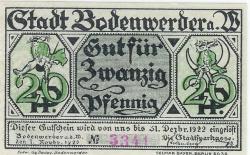 Bodenwerder - Sparkasse der Stadt - 1.11.1920 - 31.12.1922 - 20 Pfennig 