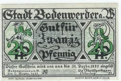 Bodenwerder - Sparkasse der Stadt - 1.11.1920 - 31.12.1922 - 20 Pfennig