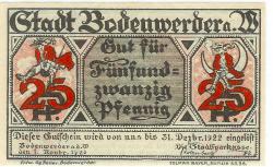 Bodenwerder - Sparkasse der Stadt - 1.11.1920 - 31.12.1922 - 25 Pfennig
