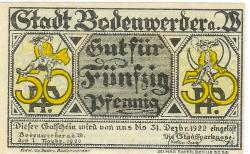 Bodenwerder - Sparkasse der Stadt - 1.11.1920 - 31.12.1922 - 50 Pfennig