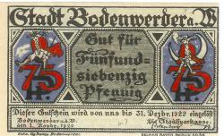 Bodenwerder - Sparkasse der Stadt - 1.11.1920 - 31.12.1922 - 75 Pfennig
