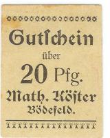 Bödefeld (heute: Schmallenberg) - Köster, Mathias - -- - 20 Pfennig
