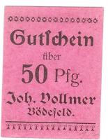 Bödefeld (heute: Schmallenberg) - Vollmer, Johann, Colonialwarenhandlung - -- - 50 Pfennig