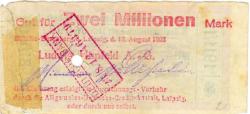 Böhlitz-Ehrenberg (heute: Leipzig) - Hupfeld, Ludwig, AG - 15.8.1923 - 2 Millionen Mark
