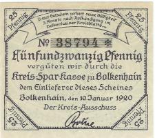 Bolkenhain (heute: PL-Bolkow) - Kreis - 10.1.1920 - 25 Pfennig