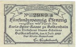 Bolkenhain (heute: PL-Bolkow) - Kreis - 2.7.1920 - 25 Pfennig