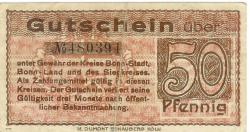 Bonn - Kreis; Sieg-Kreis; Stadt - 1918 - 50 Pfennig