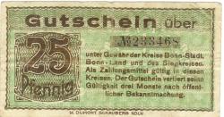 Bonn - Kreis; Sieg-Kreis; Stadt - 1919 - 25 Pfennig