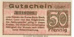 Bonn - Kreis; Sieg-Kreis; Stadt - 1919 - 50 Pfennig