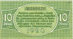 Bonn - Kreis; Sieg-Kreis; Stadt - 1920 - 10 Pfennig