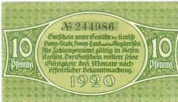 Bonn - Kreis; Sieg-Kreis; Stadt - 1920 - 10 Pfennig
